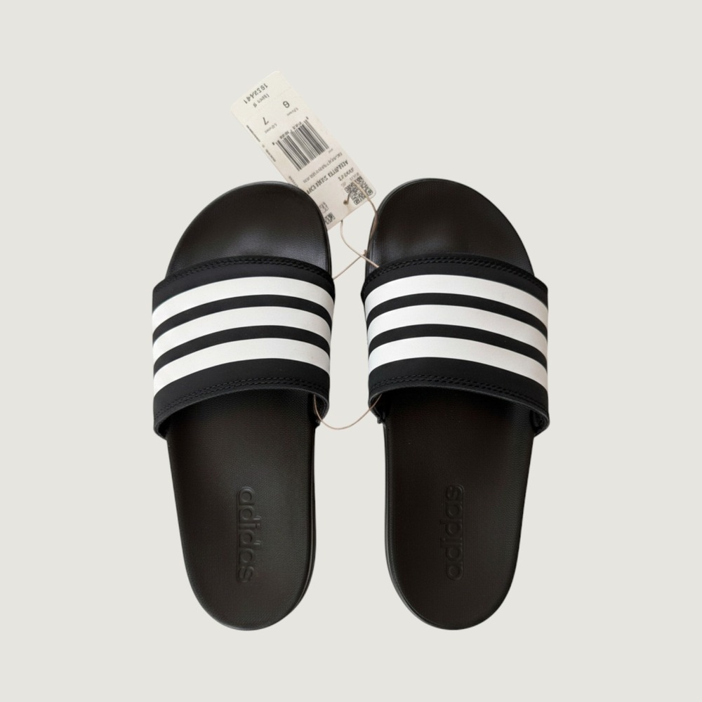 Adidas Adilette Comfort Slides Black White Unisex Men's Size 6 Women's Size 7